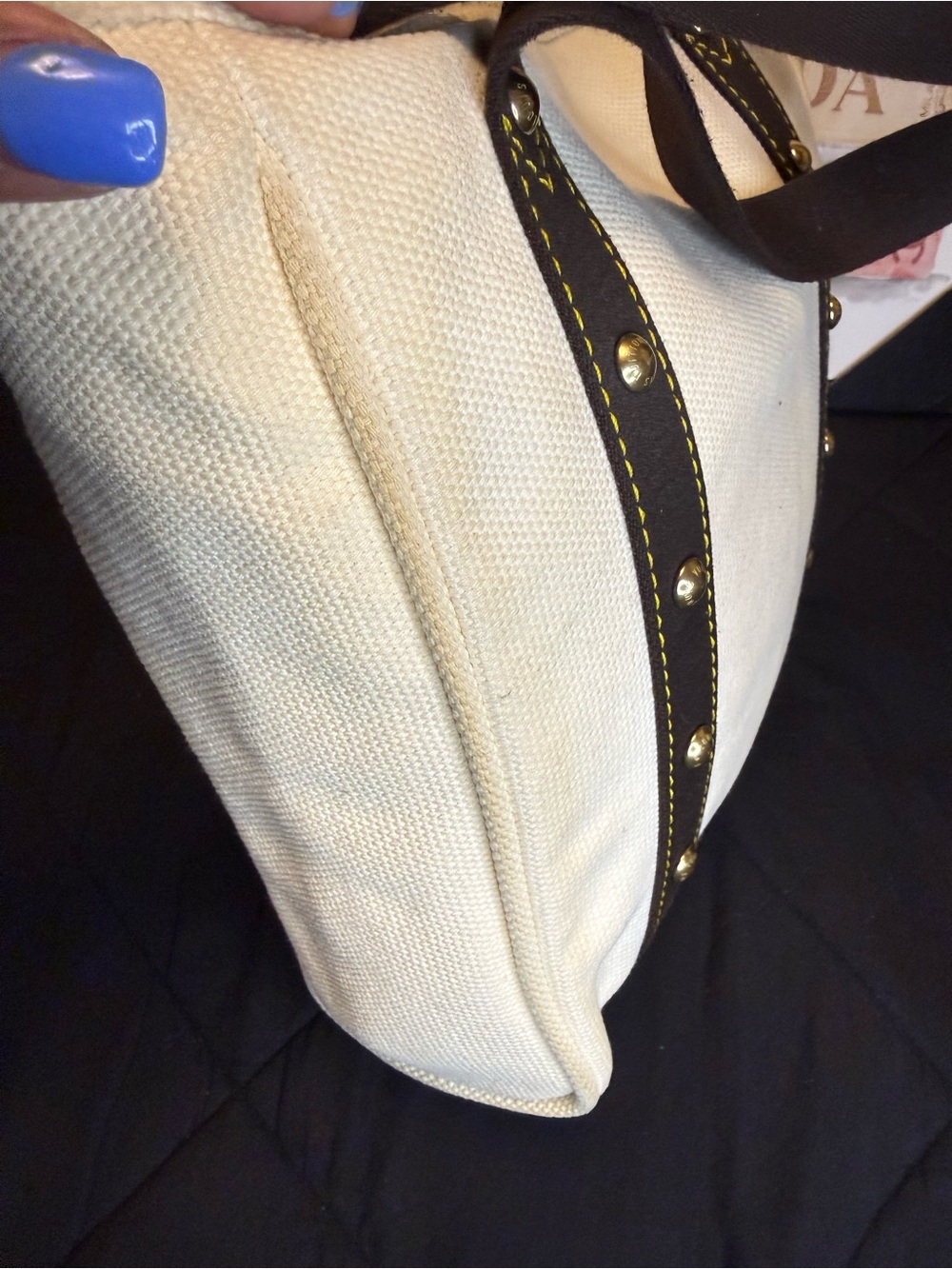 Louis Vuitton Antigua Cabas MM Authentic Canvas Tote Bag – White & Brown - Picture 9 of 16